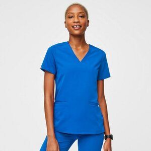 Figs Casma Three-Pocket Scrub Top in Royal Blue, XS